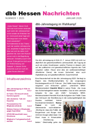 dbb Nachrichten Ausgabe Januar 2025 dbb Nachrichten Ausgabe Januar 2025