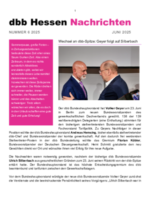 dbb Nachrichten Ausgabe 6/2025 dbb Nachrichten Ausgabe 6/2025