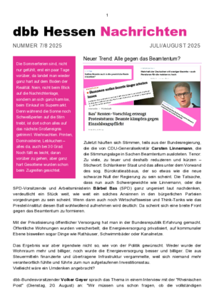 dbb Nachrichten Ausgabe 7-8/2025 dbb Nachrichten Ausgabe 7-8/2025