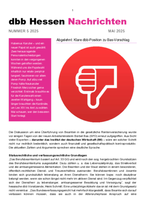 dbb Nachrichten Ausgabe 5/2025 dbb Nachrichten Ausgabe 5/2025